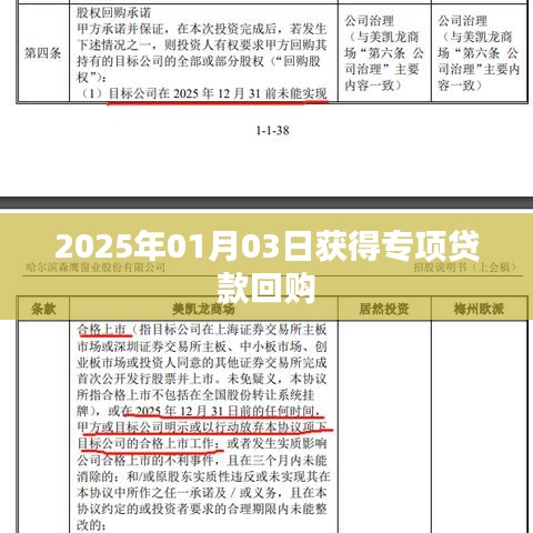 关于专项贷款回购的日期及进展，获贷回购时间定于2025年1月3日