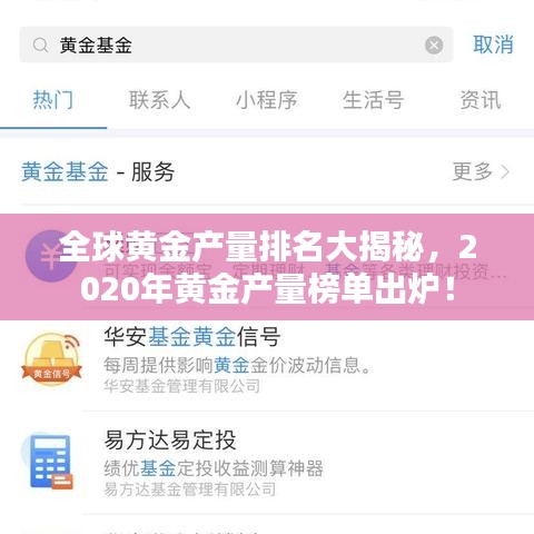 全球黄金产量排名大揭秘，2020年黄金产量榜单出炉！